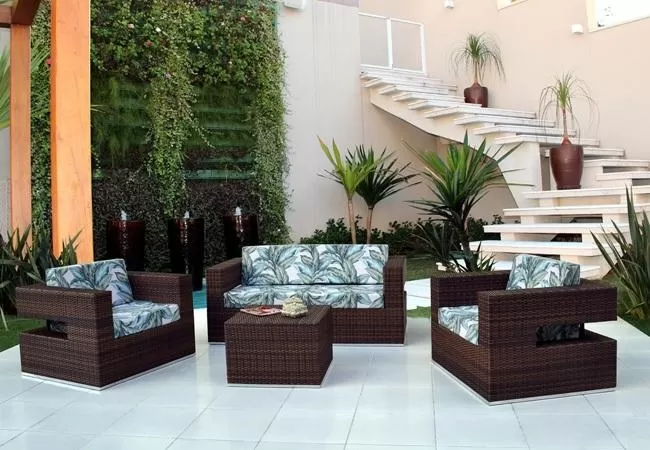 Cadeiras De Área Externa Varanda Jardim Piscina Fibra Sintética - Jogo Bali  Fino 